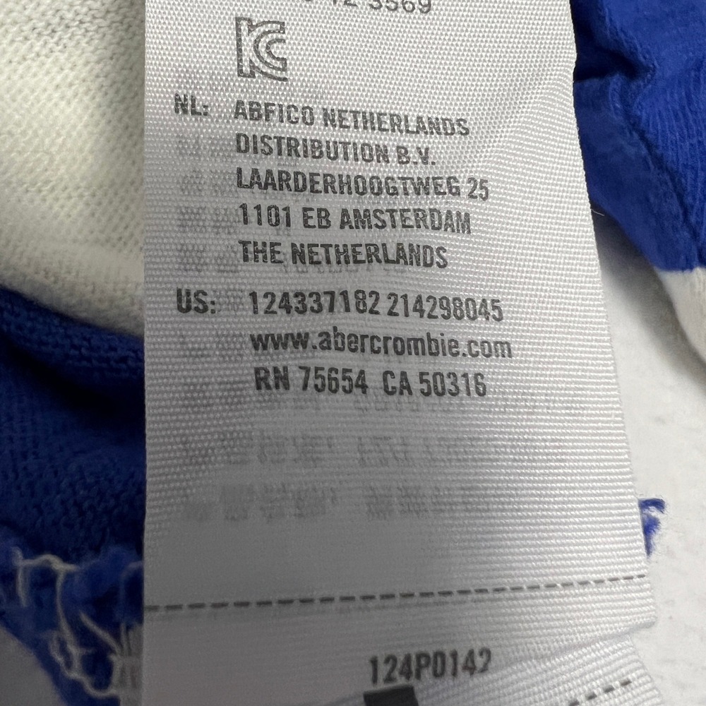 Abercrombie & Fitch Rugby Shirt Men M Blue White Striped Spellout Logo NWT - Picture 11 of 12